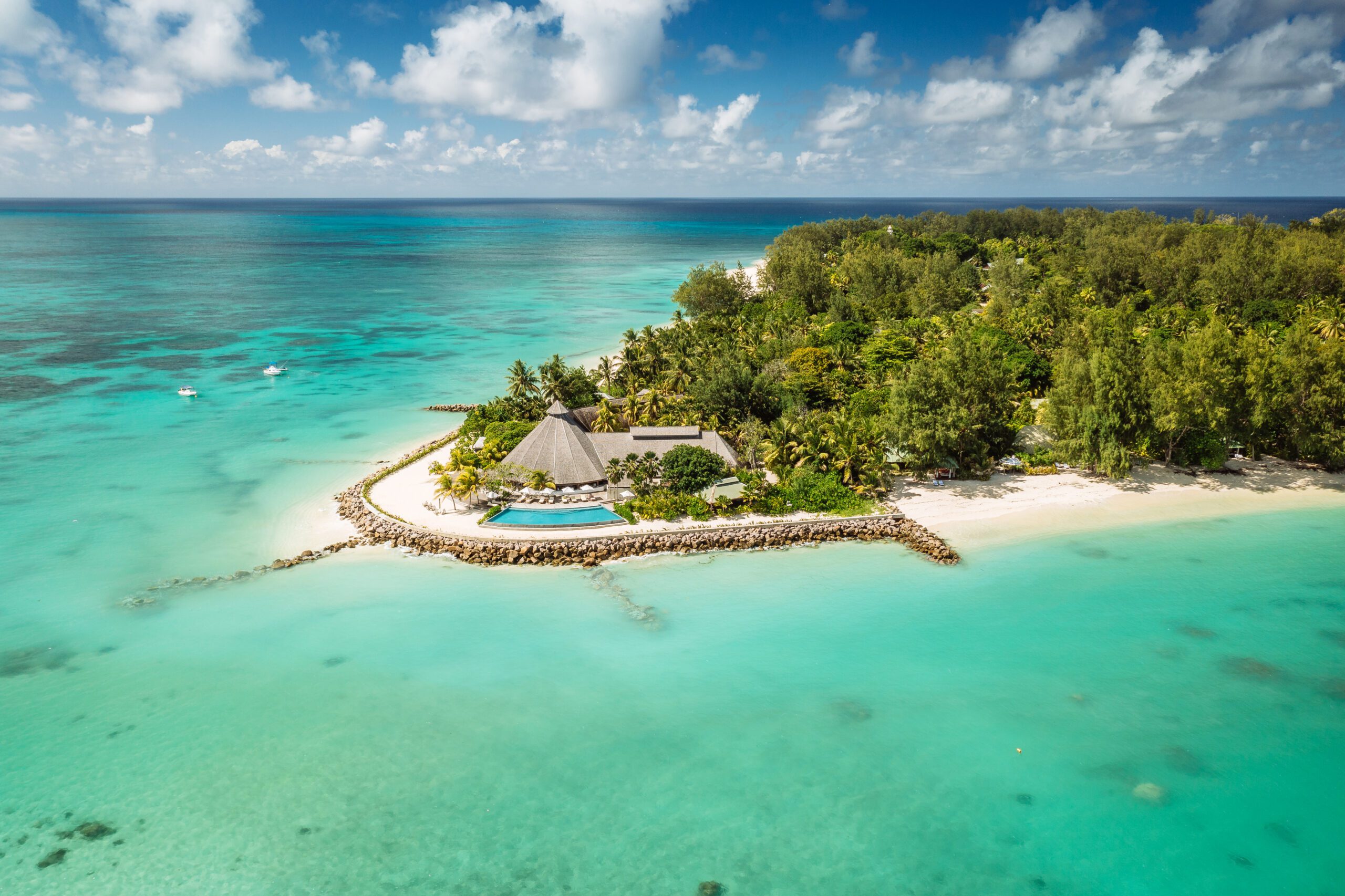 Private Ocean Islands Seychelles Denis Private Island Aerial Main Building Pool, Exclusive Villas